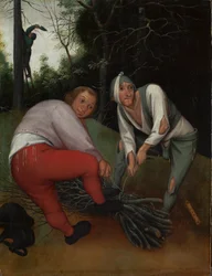 Dois camponeses Binding Fagots (painel)